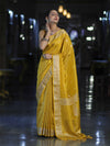 Banarasee Handloom Dual Tone Shimmer Silk Saree With Buti Design & Meena Border-Yellow