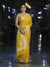 Banarasee Handloom Dual Tone Shimmer Silk Saree With Buti Design & Meena Border-Yellow