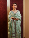 Banarasee Handloom Pure Cotton Silk Salwar Kameez Fabric With Dupatta-Light Moss Green