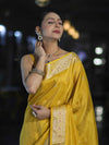 Banarasee Handloom Dual Tone Shimmer Silk Saree With Buti Design & Meena Border-Yellow
