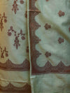 Banarasee Handloom Pure Cotton Silk Salwar Kameez Fabric With Dupatta-Light Moss Green