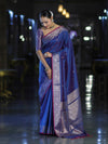 Banarasee Handloom Dual Tone Semi Silk Saree With Buti Design & Border-Blue