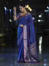 Banarasee Handloom Dual Tone Semi Silk Saree With Buti Design & Border-Blue