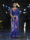 Banarasee Handloom Dual Tone Semi Silk Saree With Buti Design & Border-Blue