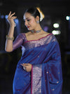Banarasee Handloom Dual Tone Semi Silk Saree With Buti Design & Border-Blue