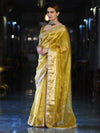 Banarasee Handwoven Tissue Saree With Embroidered Ghungroo Work-Yellow