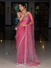 Banarasee Organza Mix Saree With Katdana Handwork-Onion Pink