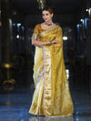 Banarasee Handwoven Tissue Saree With Embroidered Ghungroo Work-Yellow