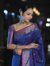 Banarasee Handloom Dual Tone Semi Silk Saree With Buti Design & Border-Blue