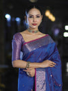 Banarasee Handloom Dual Tone Semi Silk Saree With Buti Design & Border-Blue
