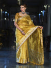 Banarasee Handwoven Tissue Saree With Embroidered Ghungroo Work-Yellow