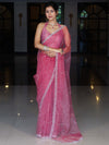 Banarasee Organza Mix Saree With Katdana Handwork-Onion Pink
