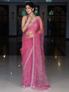 Banarasee Organza Mix Saree With Katdana Handwork-Onion Pink