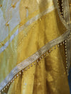 Banarasee Handwoven Tissue Saree With Embroidered Ghungroo Work-Yellow