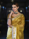Banarasee Handwoven Tissue Saree With Embroidered Ghungroo Work-Yellow