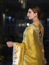 Banarasee Handwoven Tissue Saree With Embroidered Ghungroo Work-Yellow