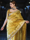 Banarasee Handwoven Tissue Saree With Embroidered Ghungroo Work-Yellow