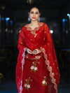 Banarasee Resham Embroidered Chanderi Salwar Kameez With Organza Dupatta Set-Red