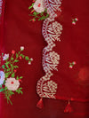 Banarasee Resham Embroidered Chanderi Salwar Kameez With Organza Dupatta Set-Red