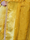 Banarasee Handloom Shimmer Silk Saree With Buti Design Floral Border & Lace-Yellow