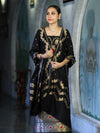 Banarasee Semi Katan Zari Work Salwar Kameez Fabric With Dupatta Set-Black