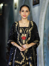Banarasee Semi Katan Zari Work Salwar Kameez Fabric With Dupatta Set-Black