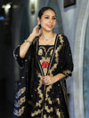 Banarasee Semi Katan Zari Work Salwar Kameez Fabric With Dupatta Set-Black
