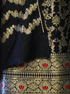 Banarasee Semi Katan Zari Work Salwar Kameez Fabric With Dupatta Set-Black