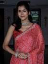 Banarasee Chinon Bandhani Print Saree With Katdana Border-Peach