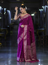 Banarasee Handloom Dual Tone Semi Silk Saree With Buti Design & Border-Wine