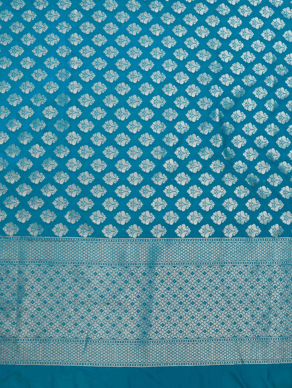 Banarasee Semi-Silk Zari Jaal Work Salwar Kameez Fabric With Contrast Dupatta Set-Onion Pink & Teal Green