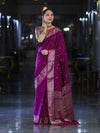 Banarasee Handloom Dual Tone Semi Silk Saree With Buti Design & Border-Wine