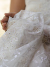 Banarasee Handwoven Organza Floral Embroidery Saree-White