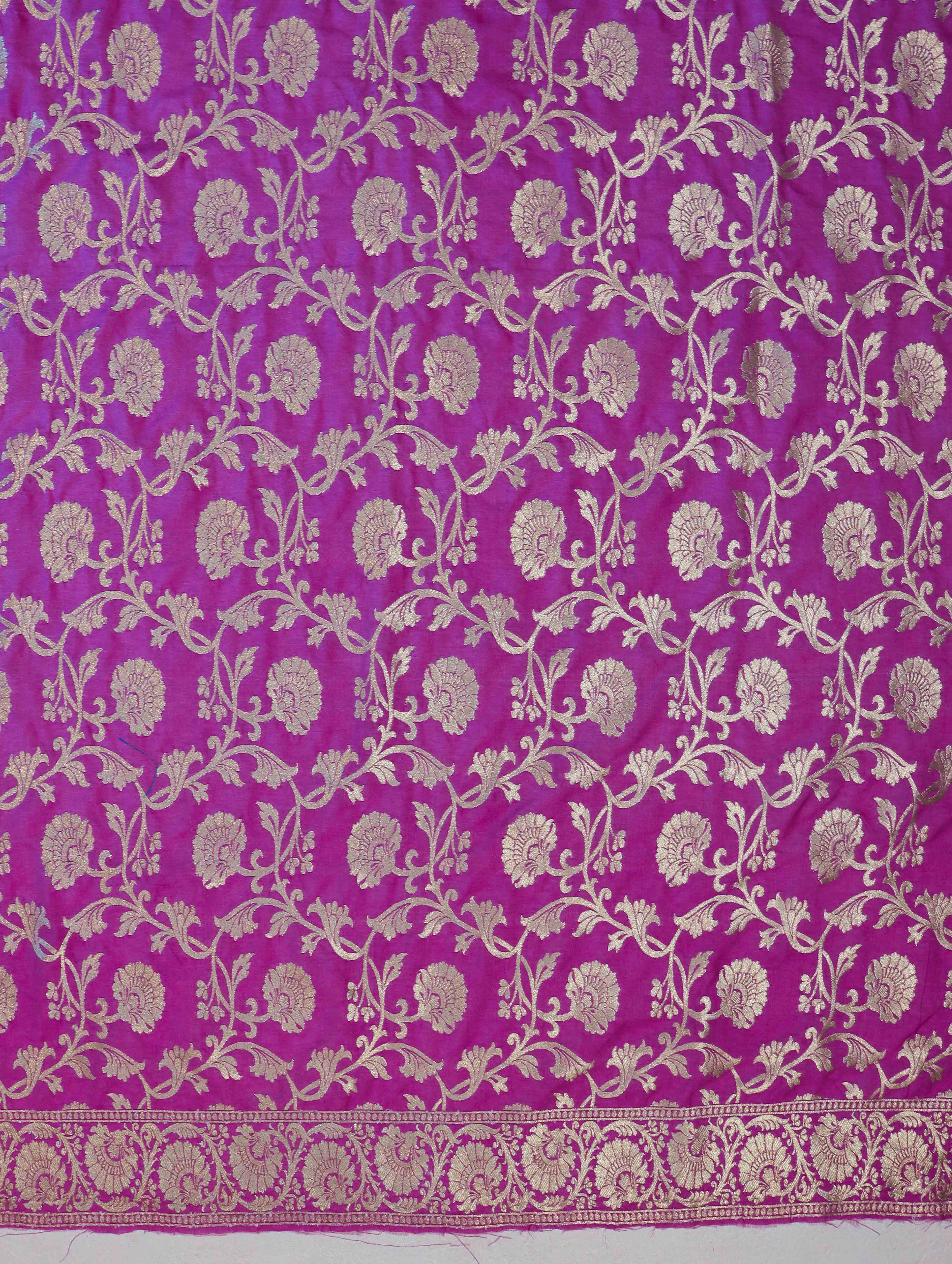 Banarasee Semi-Silk Zari Jaal Work Salwar Kameez Fabric With Contrast Dupatta Set-Onion Pink & Teal Green