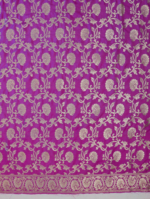 Banarasee Semi-Silk Zari Jaal Work Salwar Kameez Fabric With Contrast Dupatta Set-Onion Pink & Teal Green