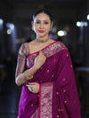 Banarasee Handloom Dual Tone Semi Silk Saree With Buti Design & Border-Wine
