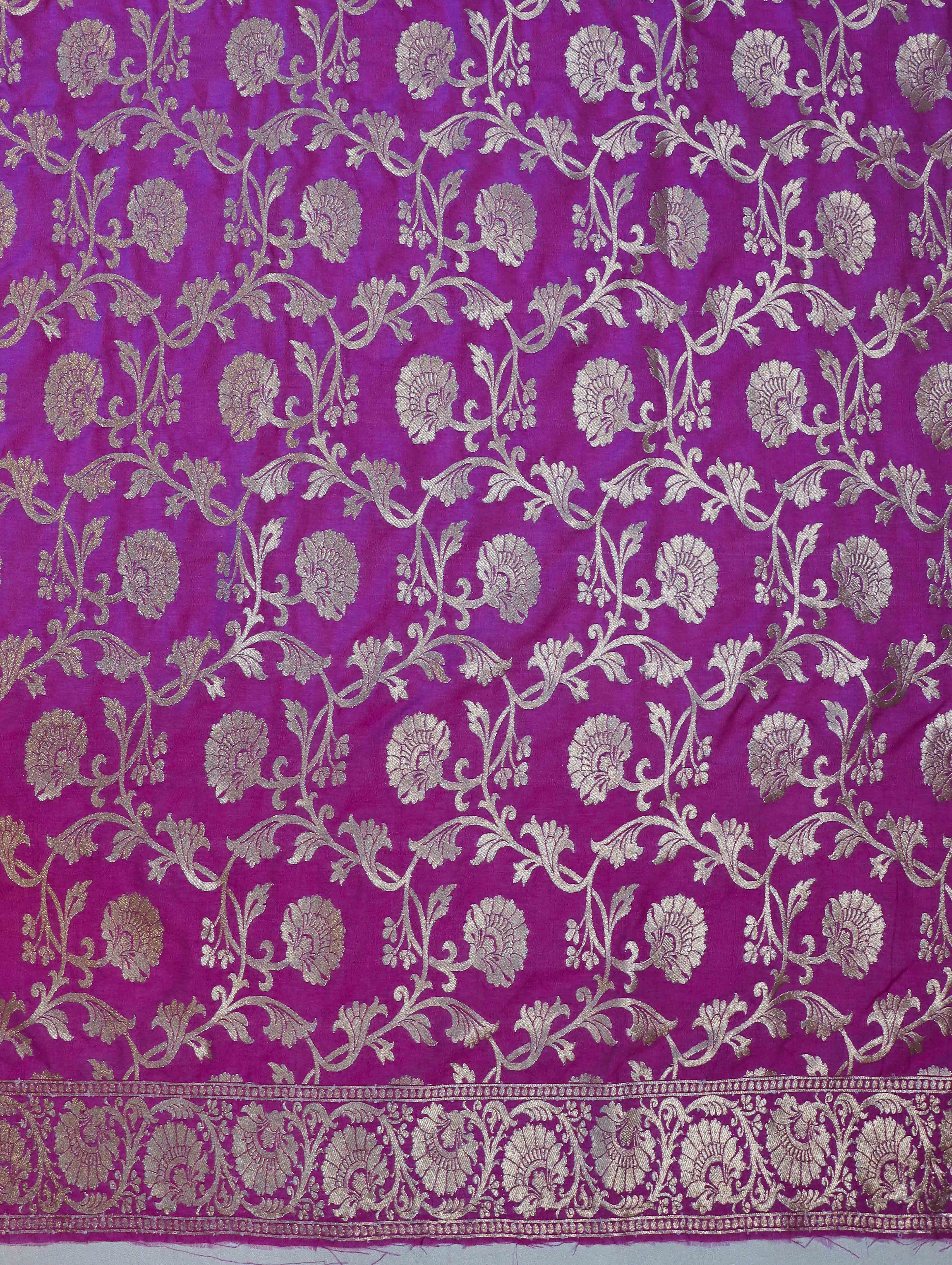 Banarasee Semi-Silk Zari Jaal Work Salwar Kameez Fabric With Contrast Dupatta Set-Onion Pink & Teal Green