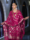 Banarasee Zari Work Chiffon Salwar Kameez Fabric With Dupatta Set-Deep Pink