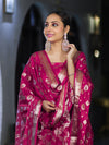 Banarasee Zari Work Chiffon Salwar Kameez Fabric With Dupatta Set-Deep Pink
