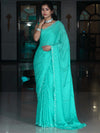 Banarasee Chiffon Saree With Leheriya Design & Katdana Border-Sea Green