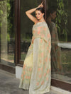 Banarasee Pure Georgette Saree With Embroidery Work-Yellow
