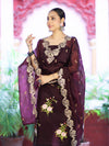 Banarasee Resham Embroidered Chanderi Salwar Kameez With Organza Dupatta Set-Wine