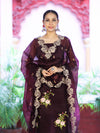 Banarasee Resham Embroidered Chanderi Salwar Kameez With Organza Dupatta Set-Wine
