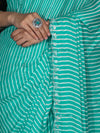 Banarasee Chiffon Saree With Leheriya Design & Katdana Border-Sea Green