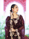 Banarasee Resham Embroidered Chanderi Salwar Kameez With Organza Dupatta Set-Wine