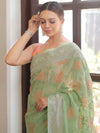 Banarasee Pure Georgette Saree With Embroidery Work-Green