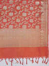 Banarasee Brocade Salwar Kameez Fabric With Jaal Design Dupatta-Steel Blue & Rust