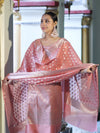 Banarasee Cotton Silk Zari Work Salwar Kameez Fabric With Dupatta Set-Peach