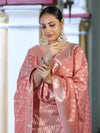 Banarasee Cotton Silk Zari Work Salwar Kameez Fabric With Dupatta Set-Peach