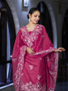 Banarasee Resham Embroidered Chanderi Salwar Kameez With Cutwork Dupatta Set-Pink